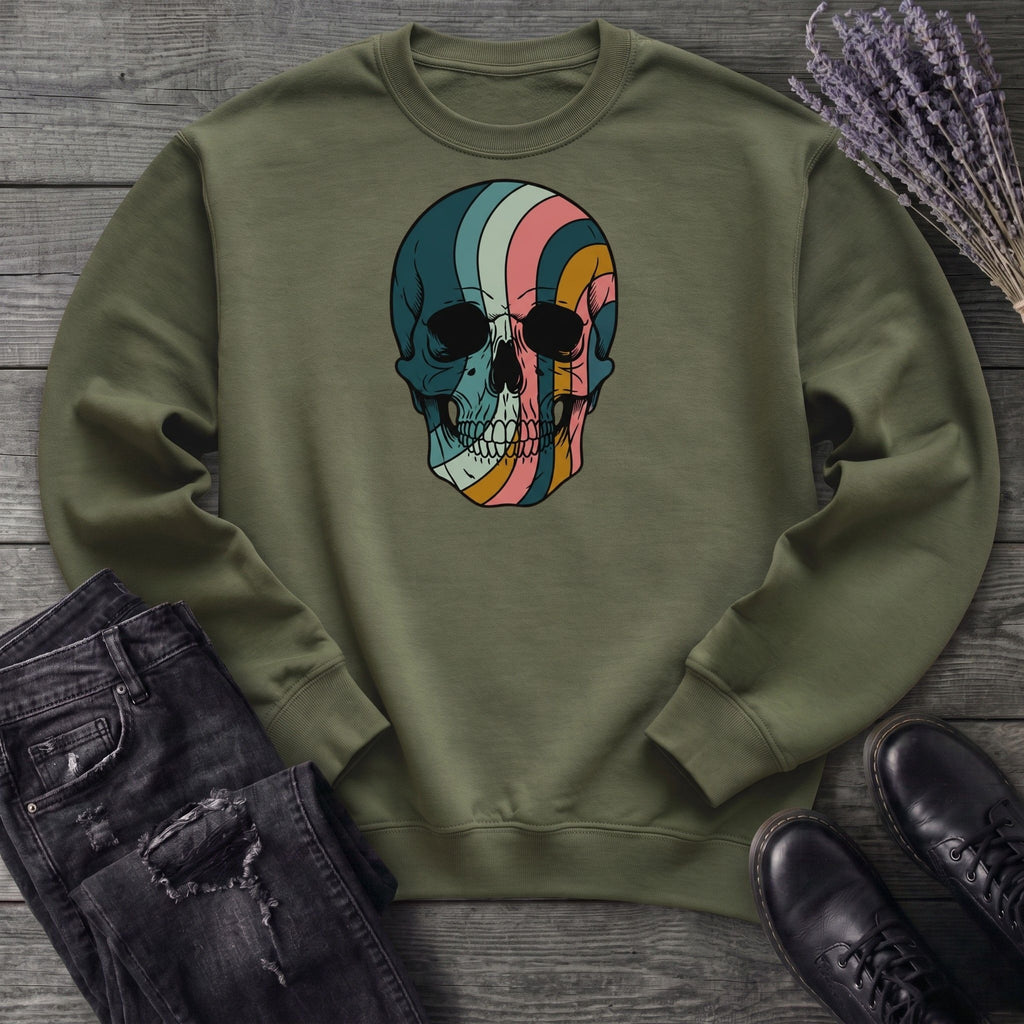 Psychedelic Striped Skull Sweatshirt
