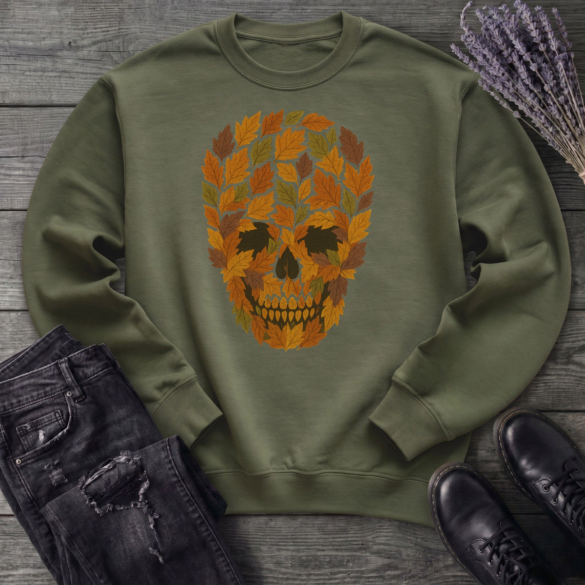 autumn leaves skull Sweatshirt