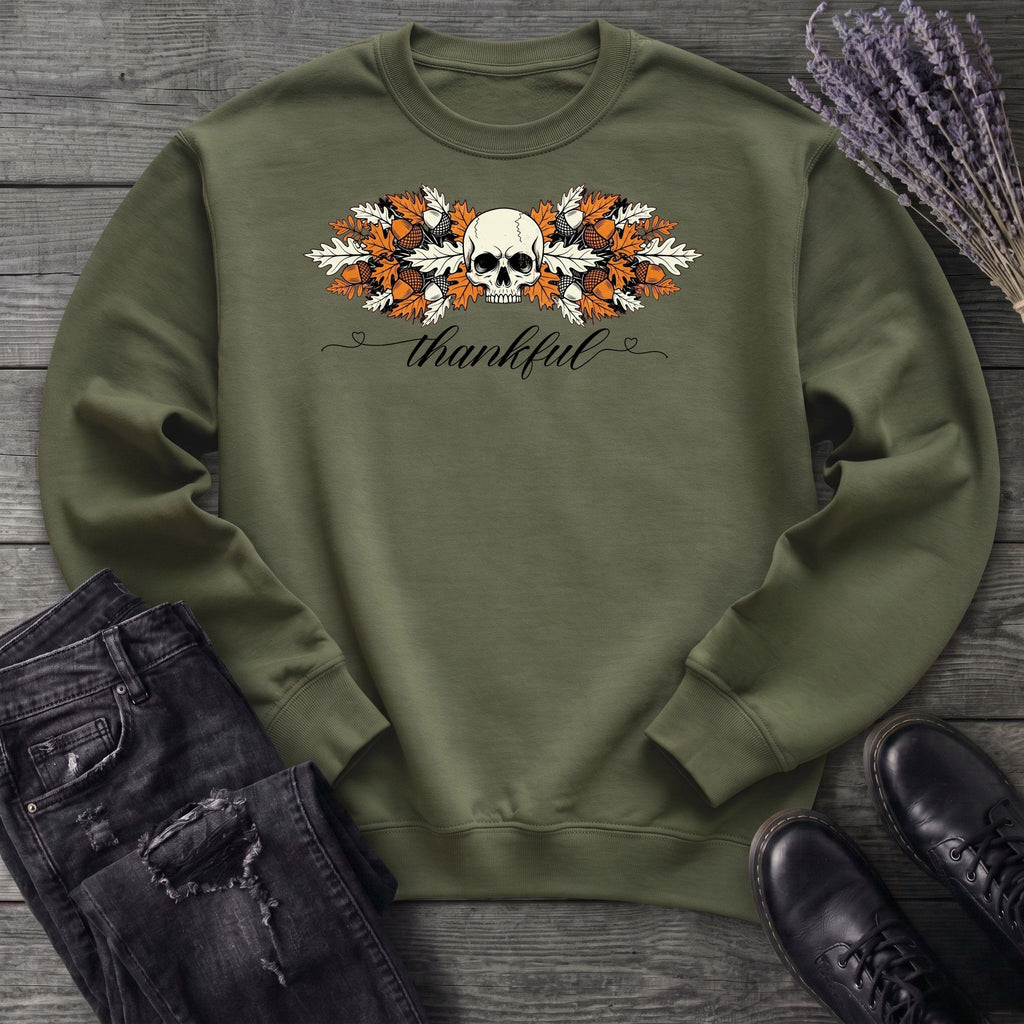 Thankful Leaf Swag Skull Sweatshirt