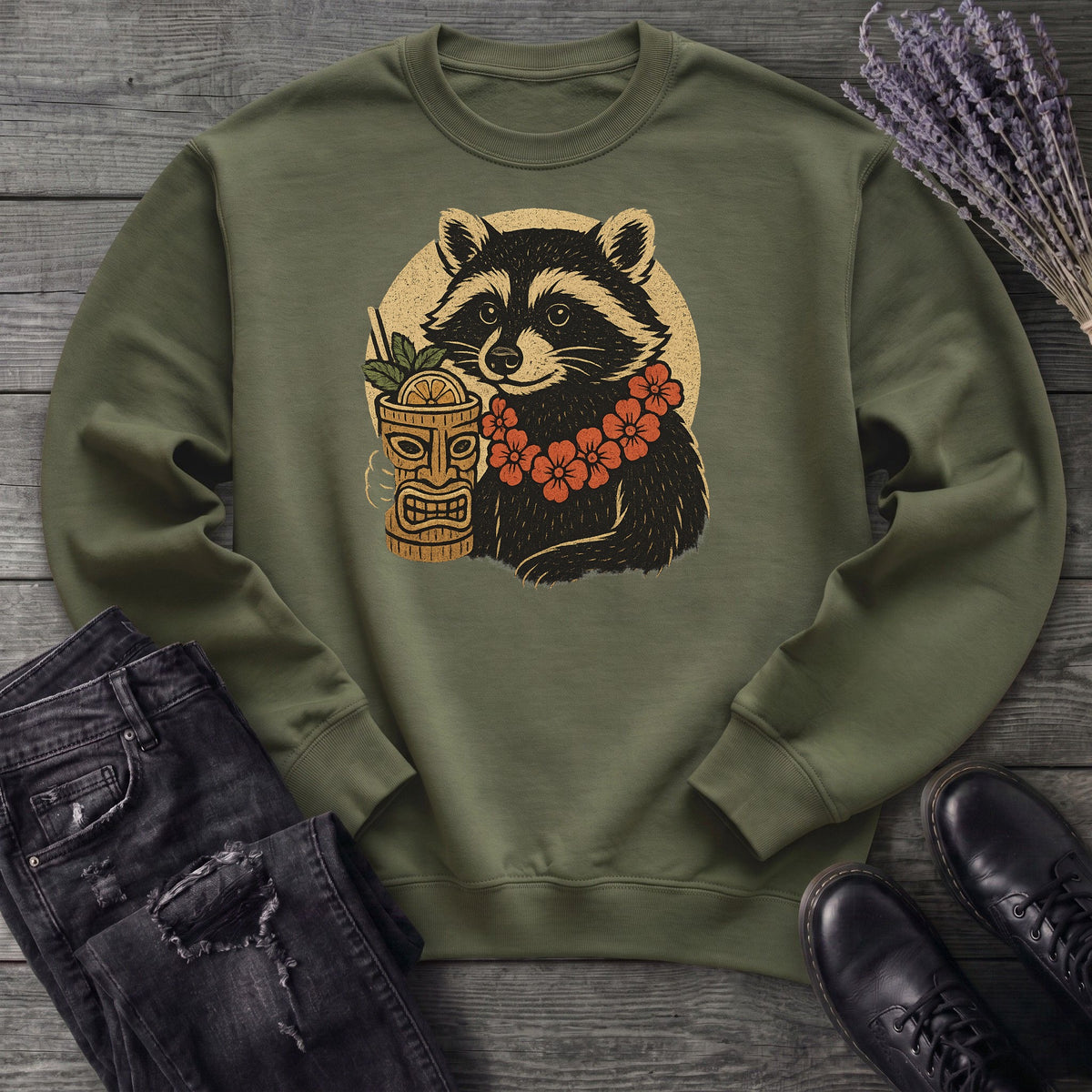 Raccoon Tiki Sweatshirt