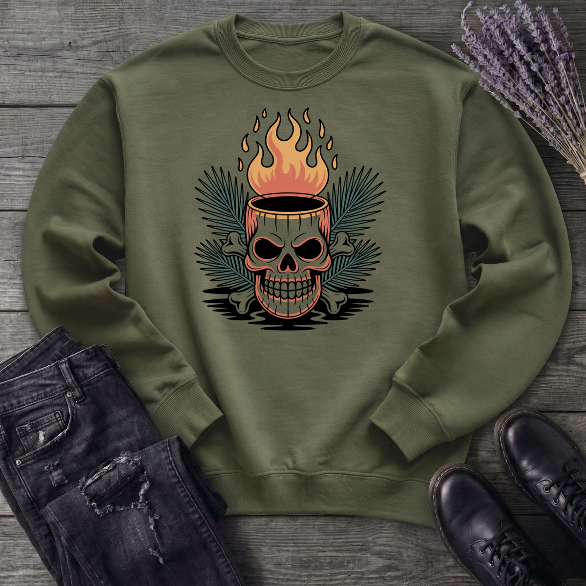 Tiki Skull Drink Sweatshirt