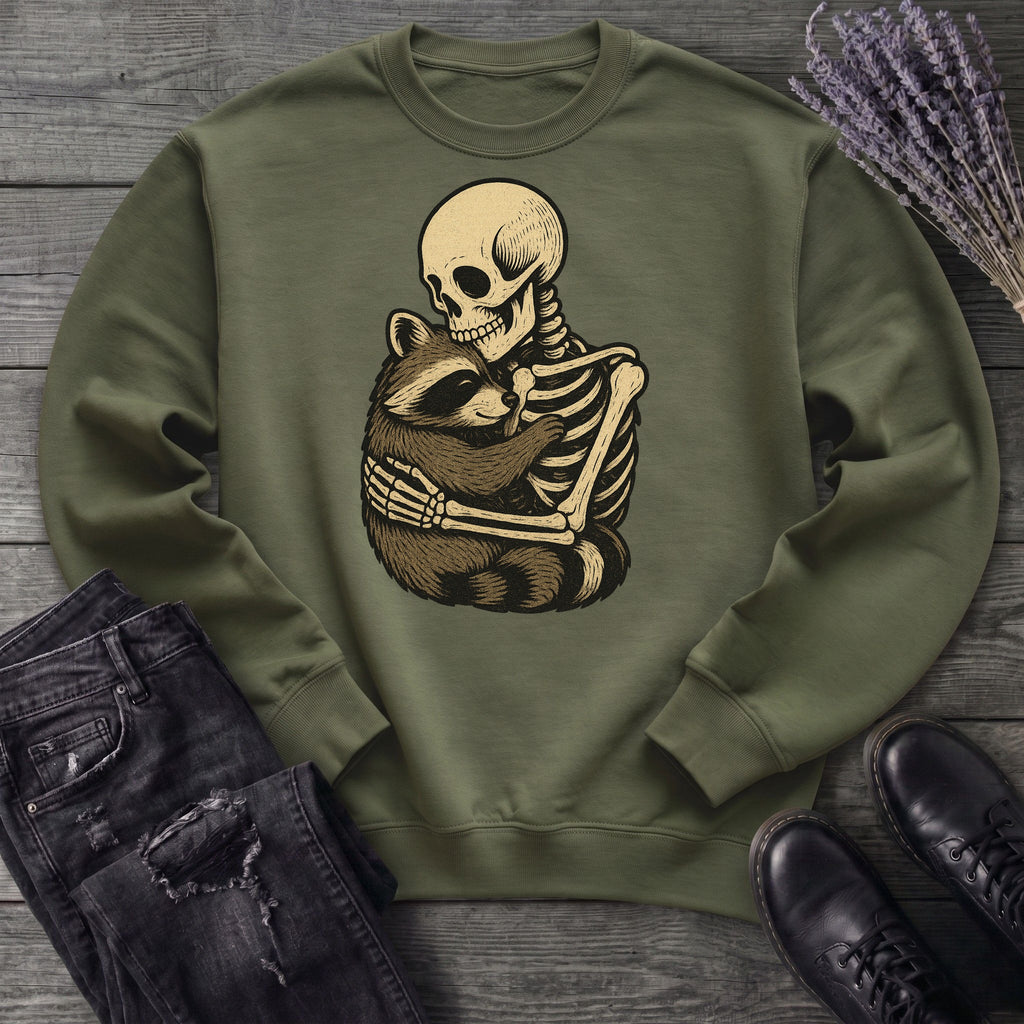 Skeleton Raccoon Hug Sweatshirt