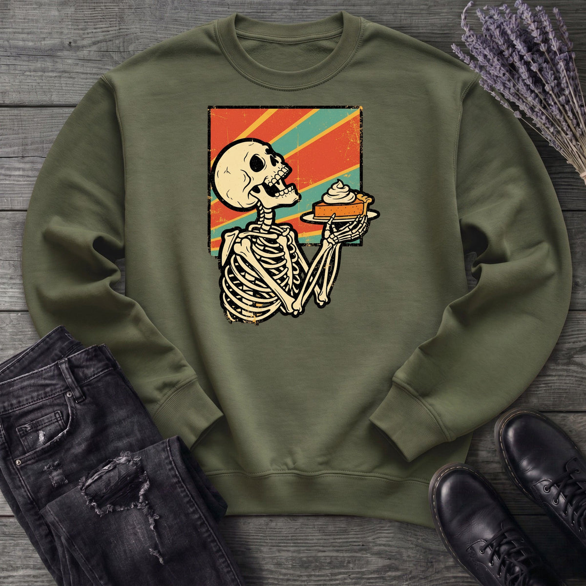 Skeleton Pumpkin Pie Grunge Sweatshirt