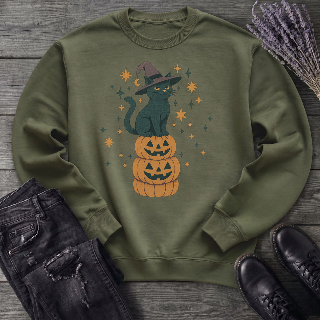 Stacked Cat and Pumpkins Sweatshirt