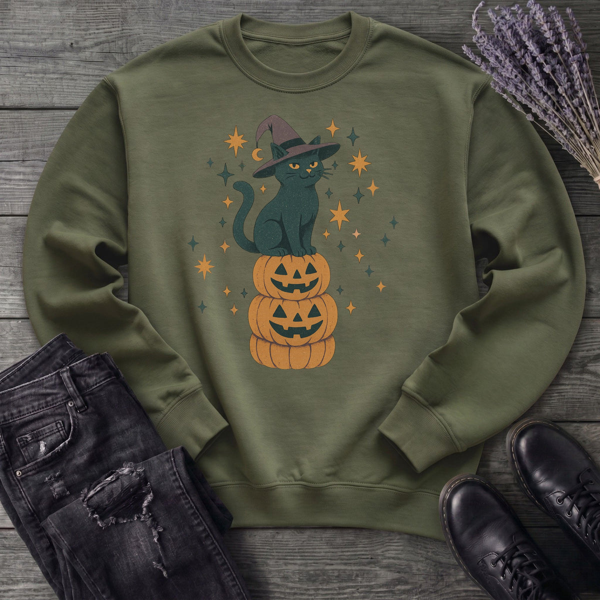 Stacked Cat and Pumpkins Sweatshirt