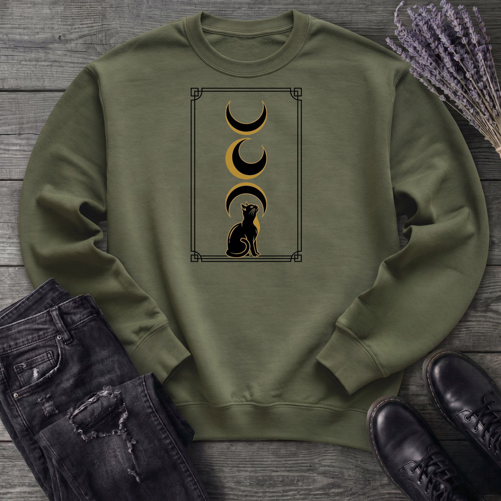art deco black cat moon phases Sweatshirt