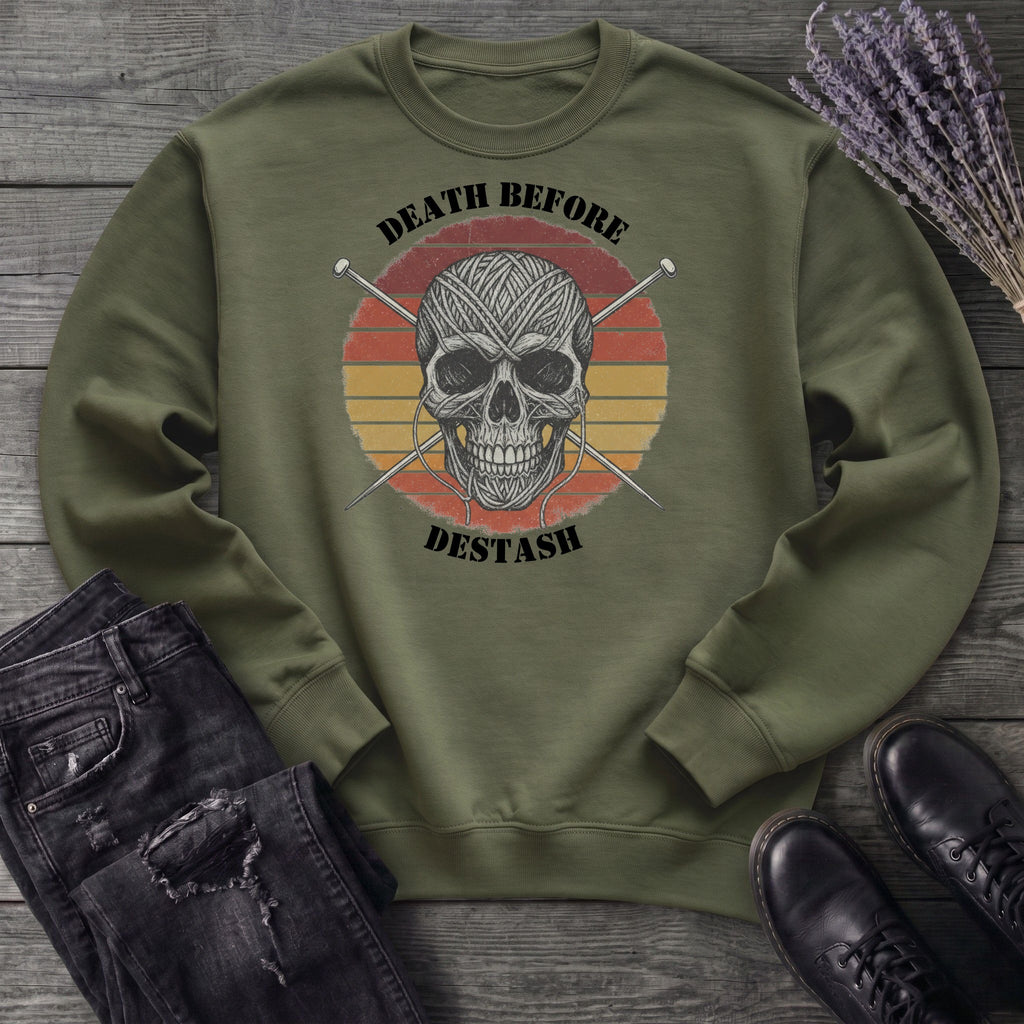 Death Before Destash Yarn Skull Sweatshirt
