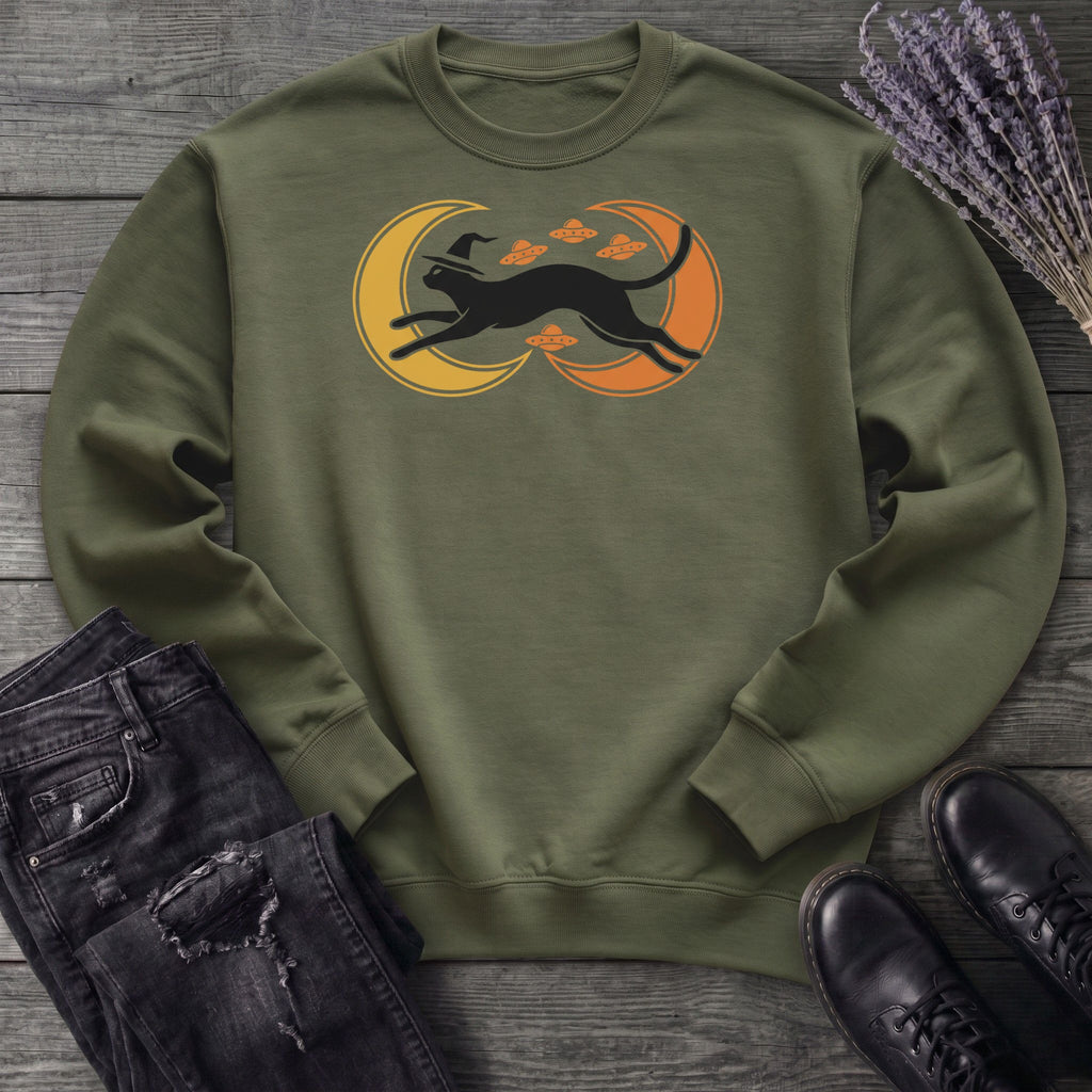 Witch Cat Celestial Ufo Sweatshirt