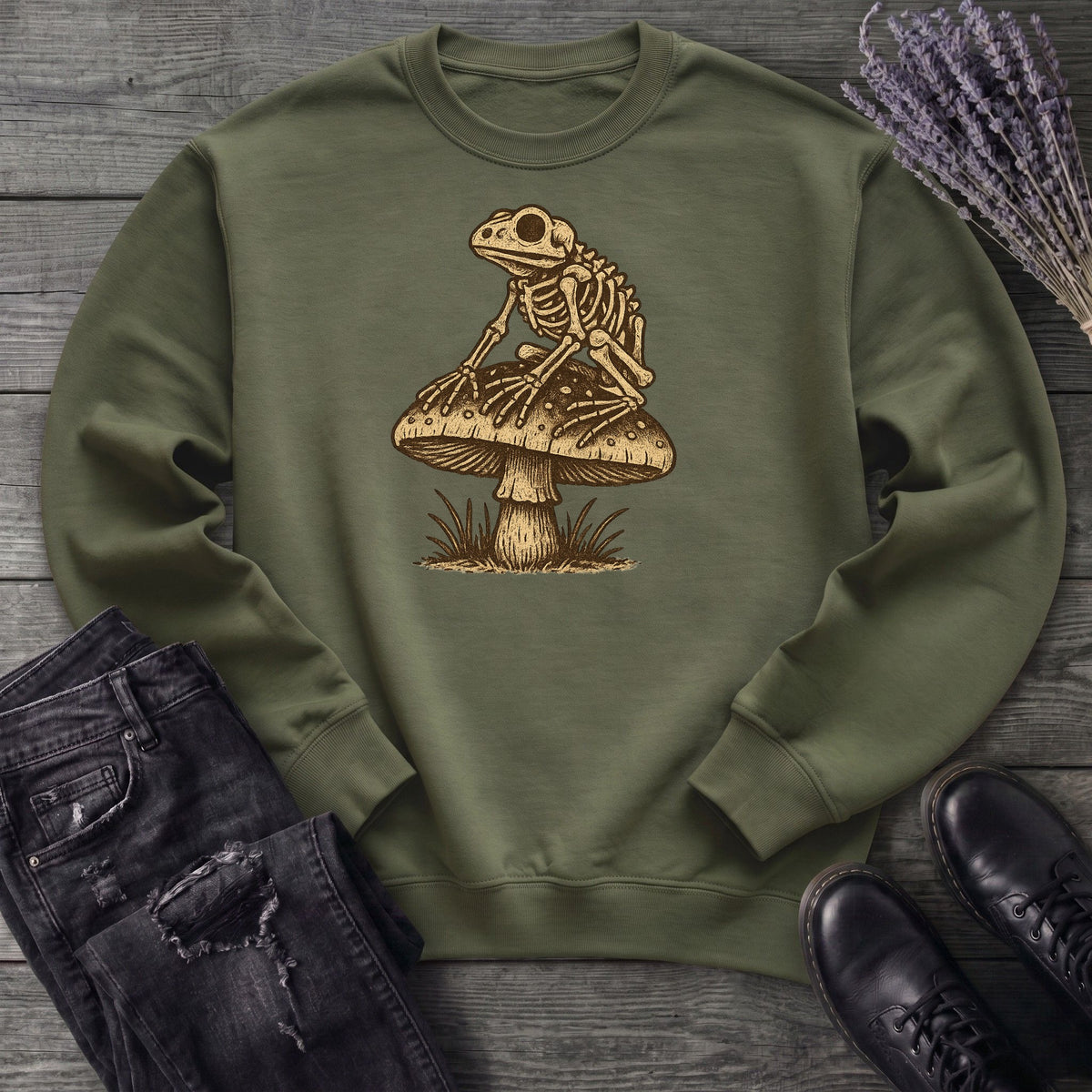 Frog Skeleton Mushroom Sweatshirt