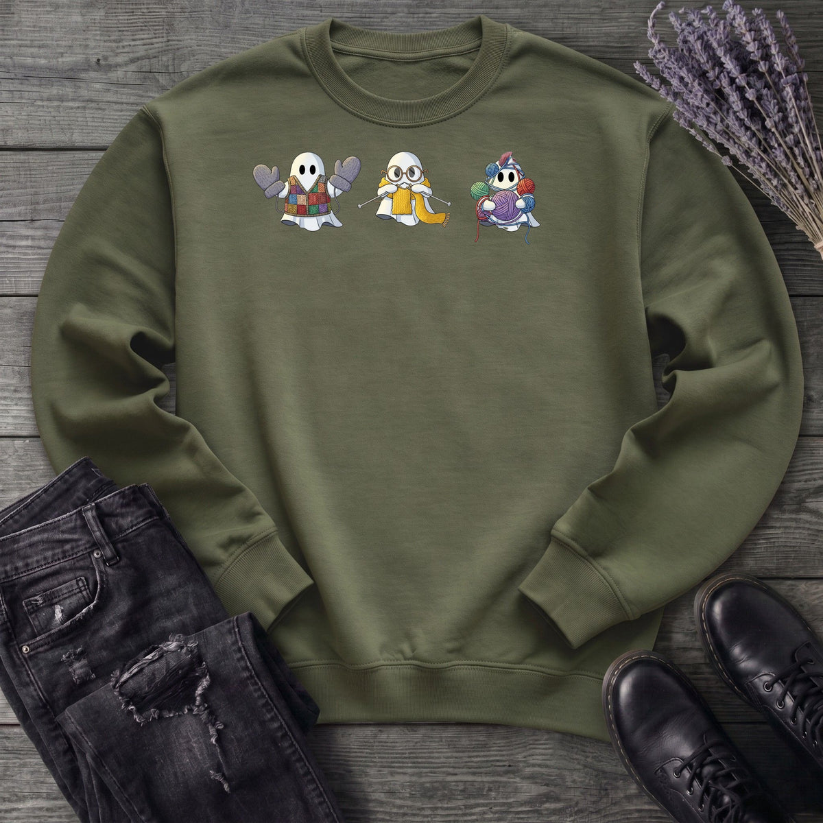 ghost_trio_knitting Sweatshirt