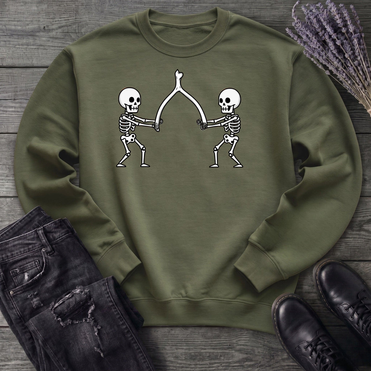 Skeleton Wishbone Pull Sweatshirt