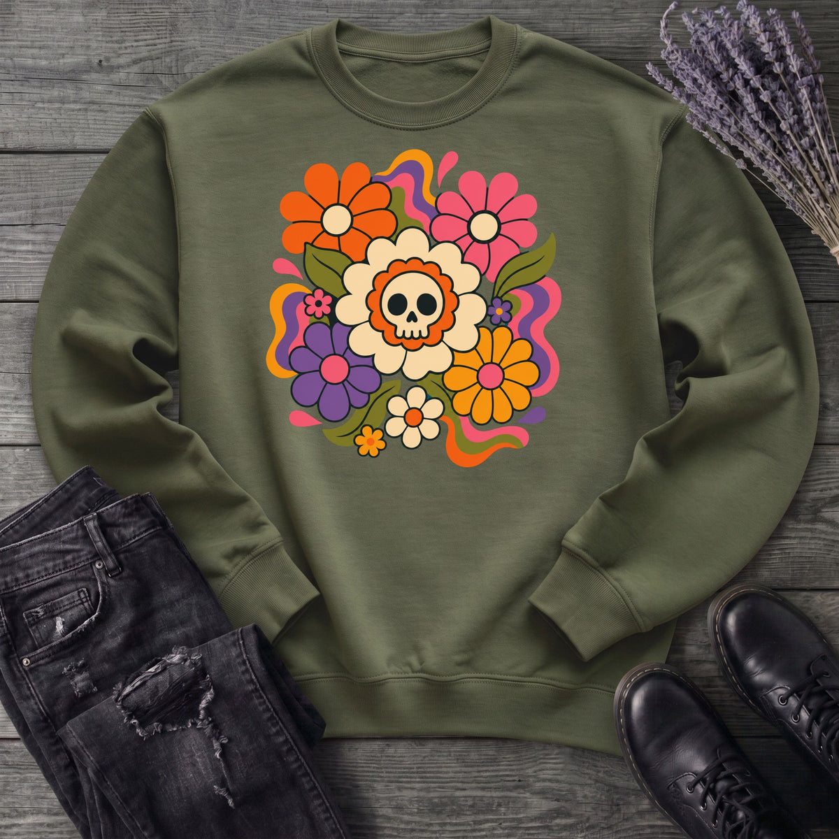 skull daisies Sweatshirt