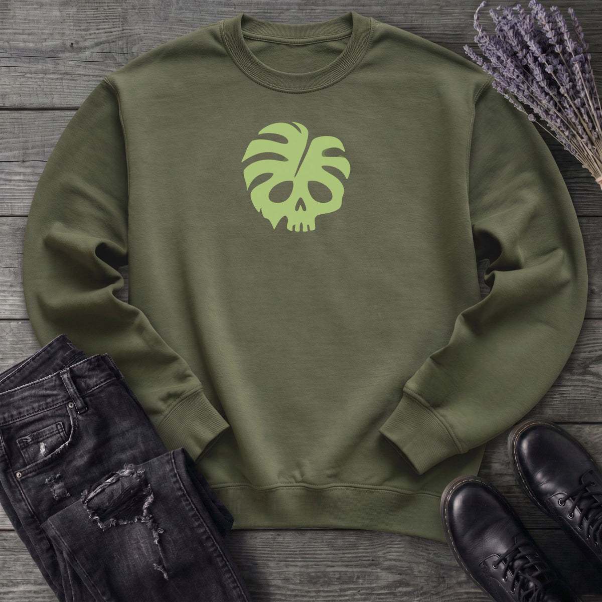 Monstera Skull Sweatshirt