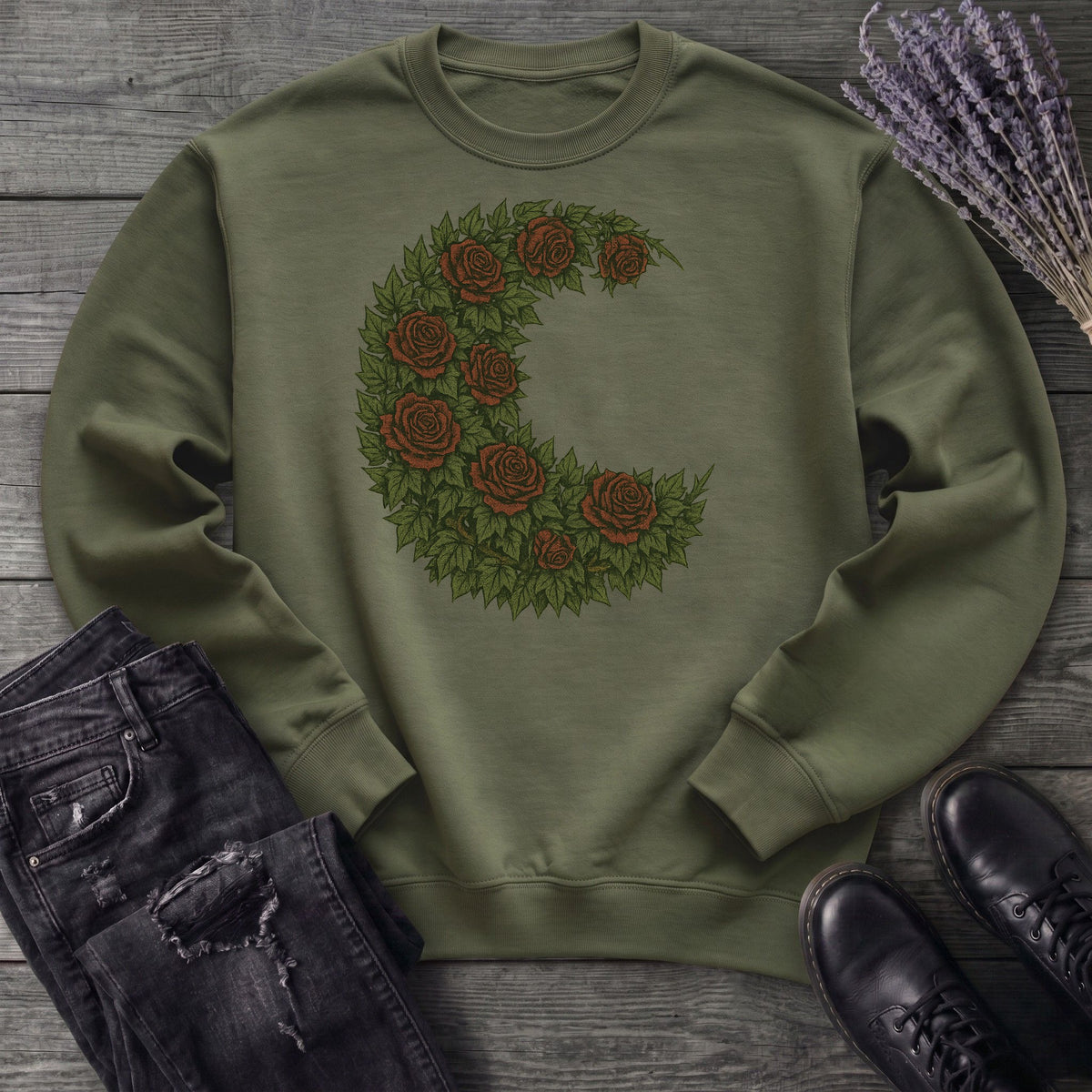 Crescent Moon Roses Sweatshirt