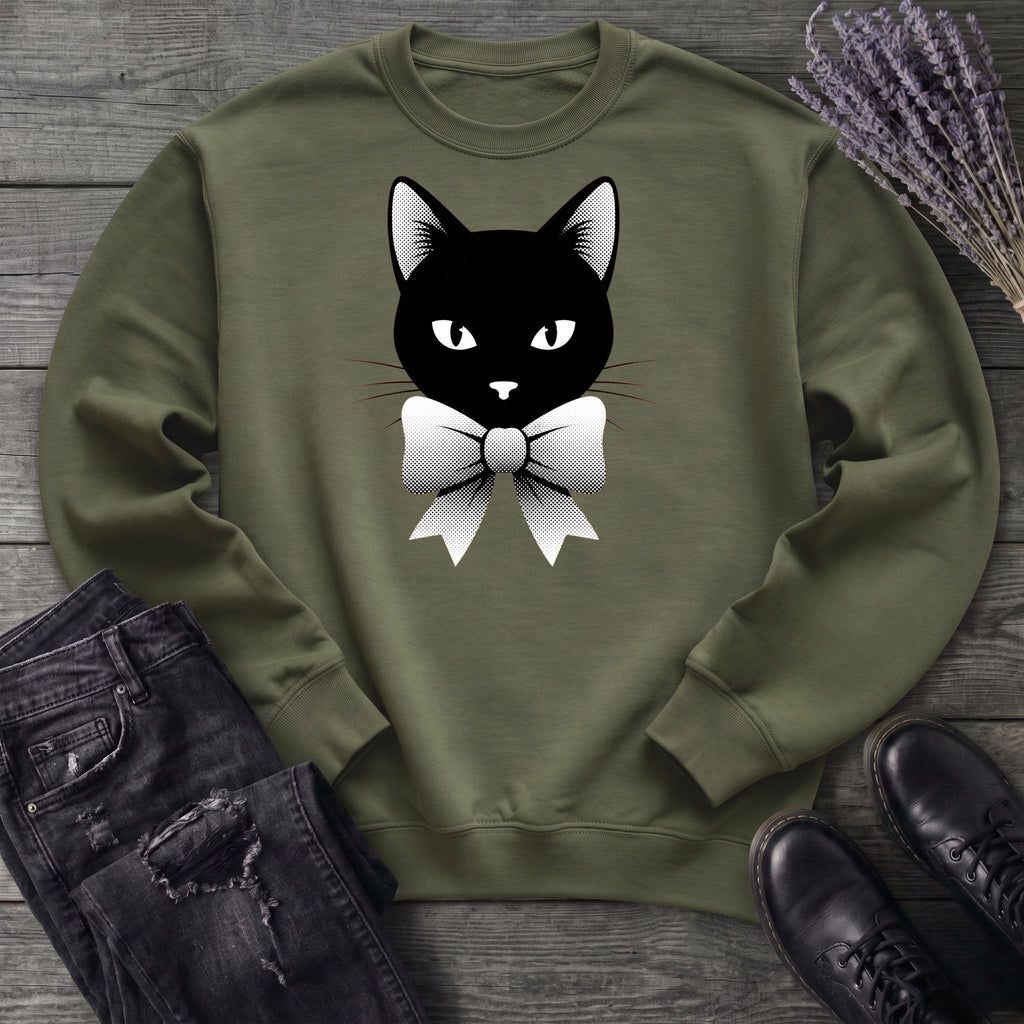 Retro Halftone Coquette Black Cat Sweatshirt