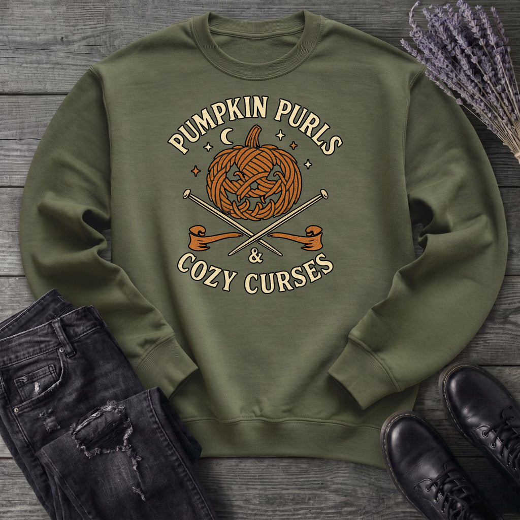 Pumpkin Purls And Cozy Curses Sweatshirt