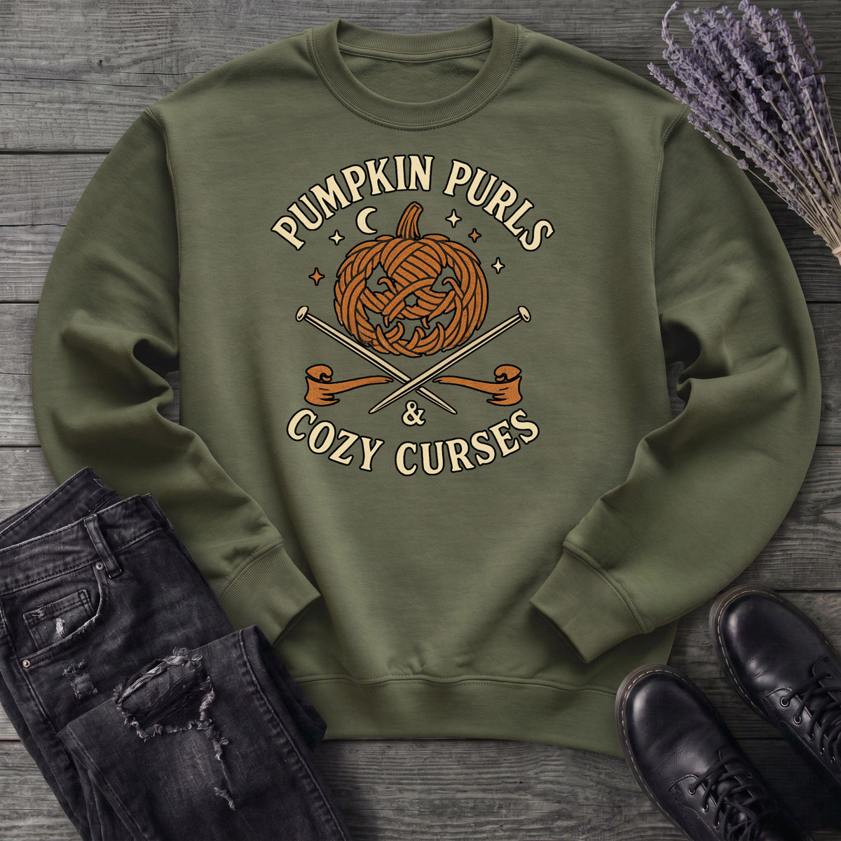 Pumpkin Purls And Cozy Curses Sweatshirt