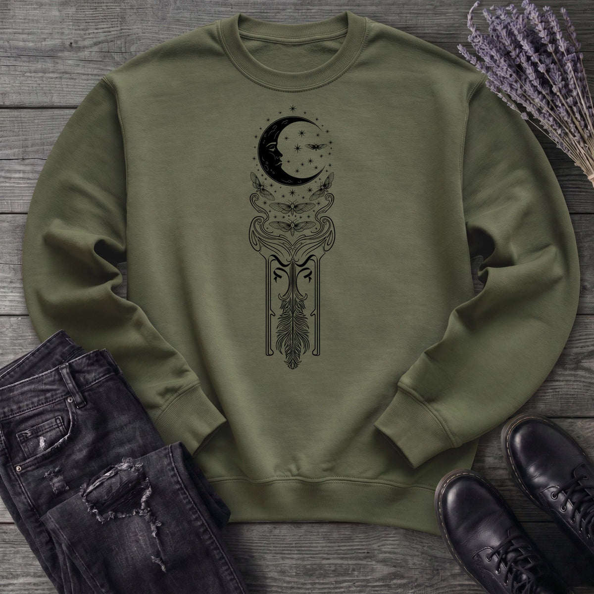 Art Nouveau Crescent Moths Sweatshirt