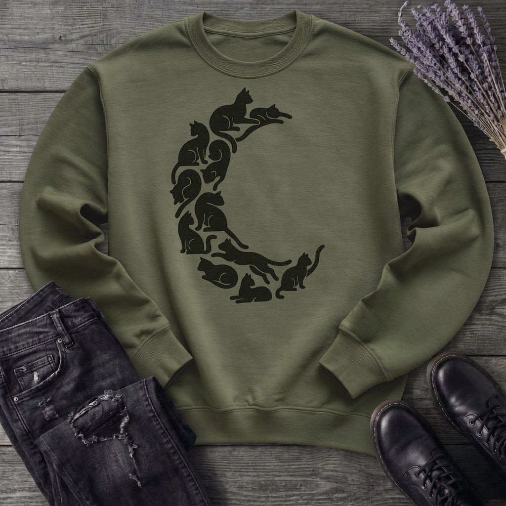 crescent moon black cats Sweatshirt
