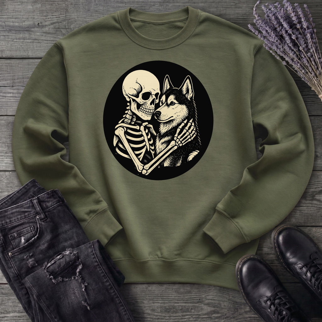 Skeleton Husky Hug Sweatshirt