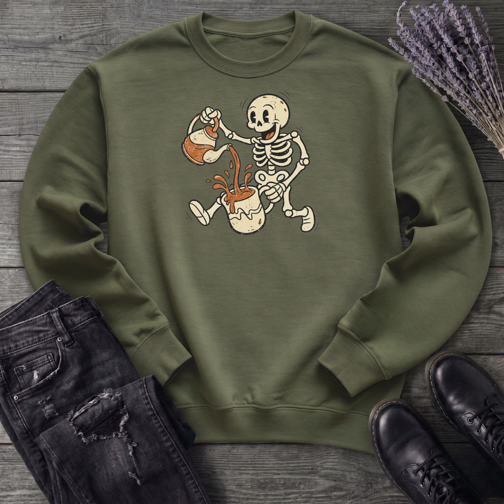 Coffee Skeleton Cartoon Sweatshirt