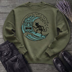 Surfing Cat Skeleton Sweatshirt