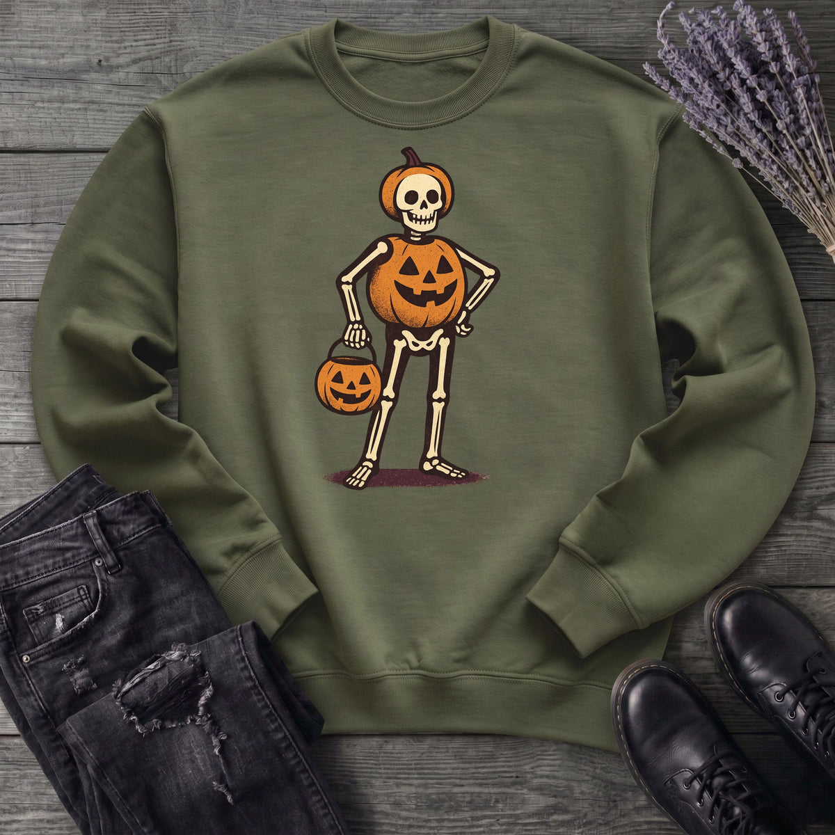 Skeleton Jack O Lantern Costume Sweatshirt