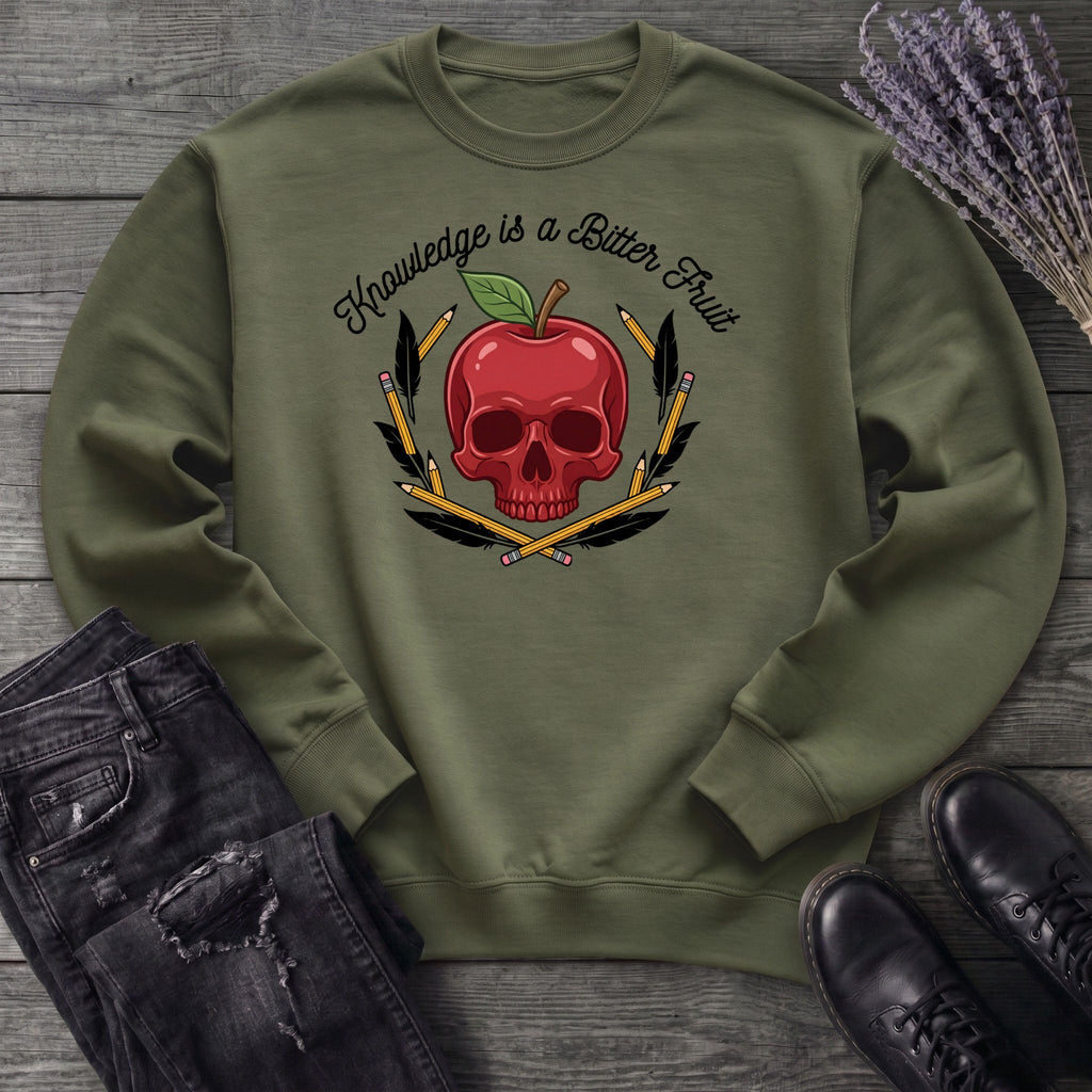 knowledge is a bitter fruit apple skull Sweatshirt