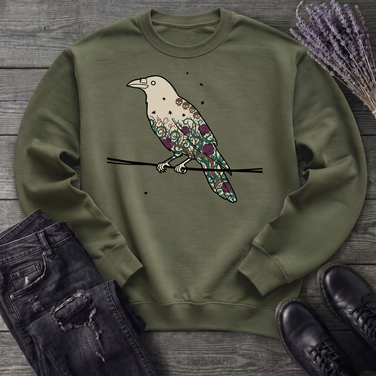 Crow Roses Silhouette Sweatshirt