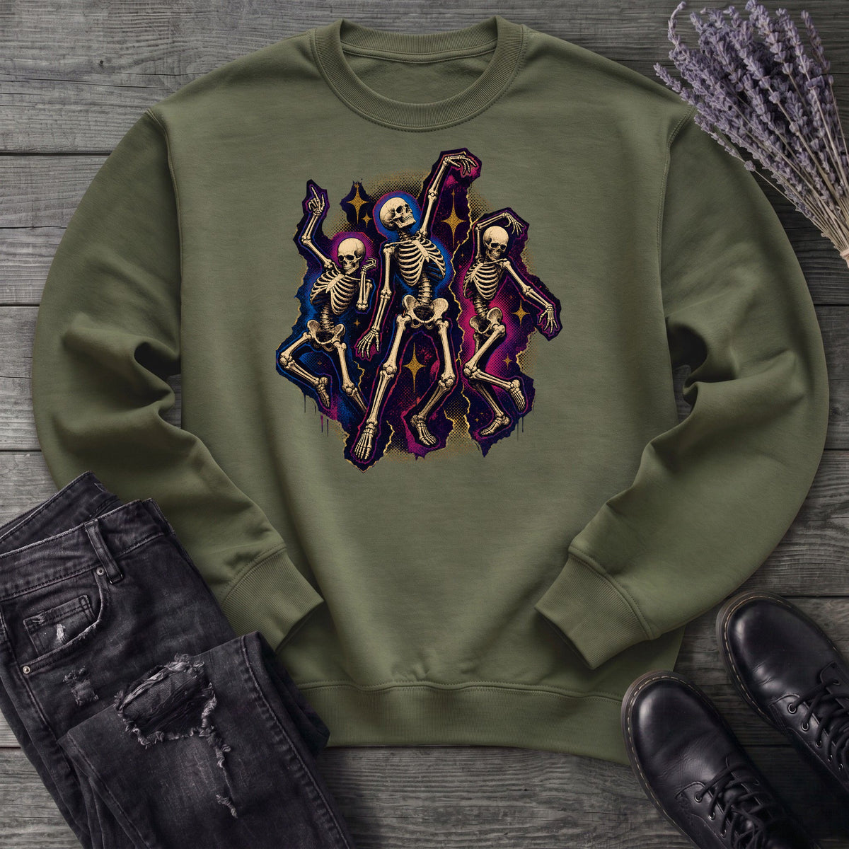 Textured Dancing Skeletons Sweatshirt