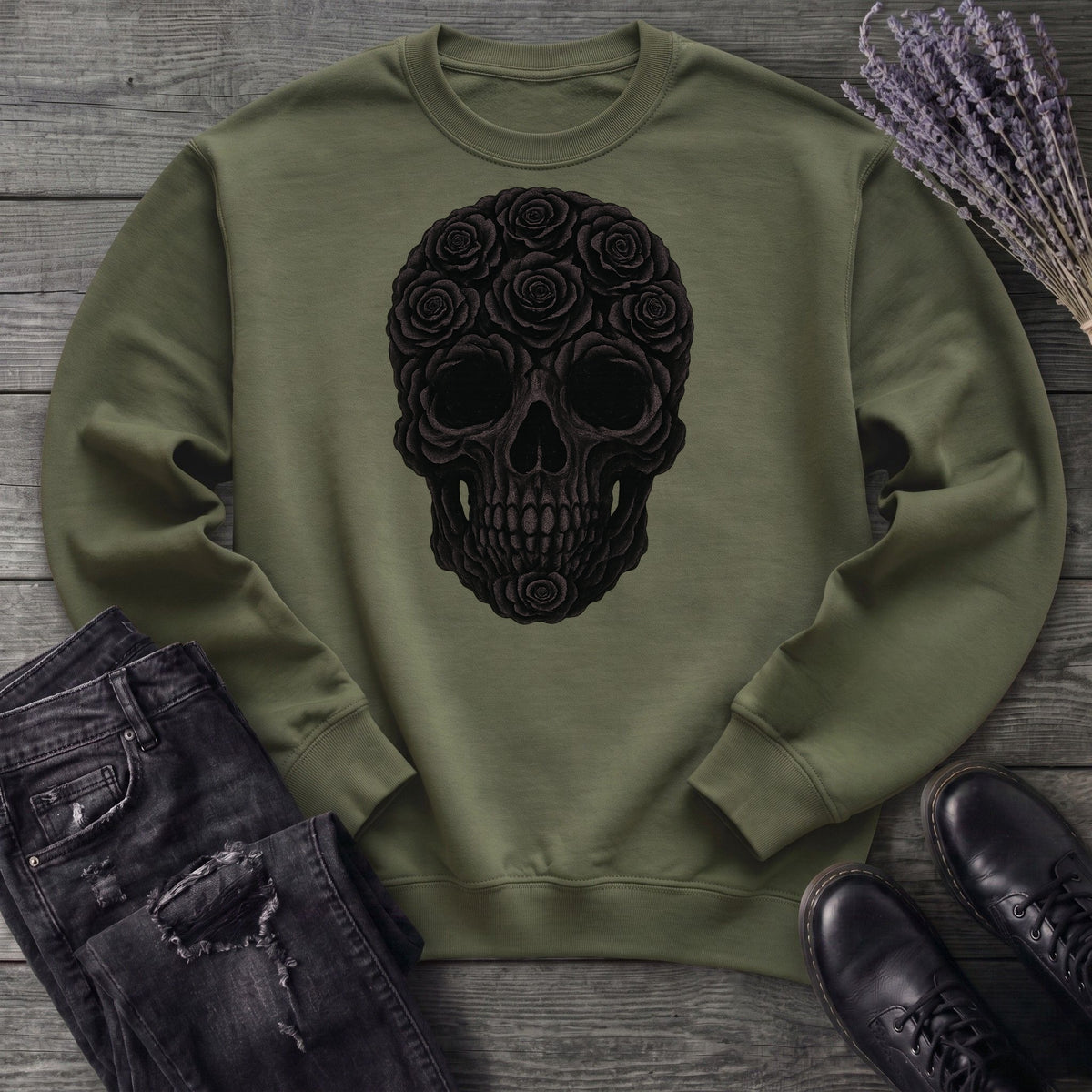 Black Rose Skull Sweatshirt
