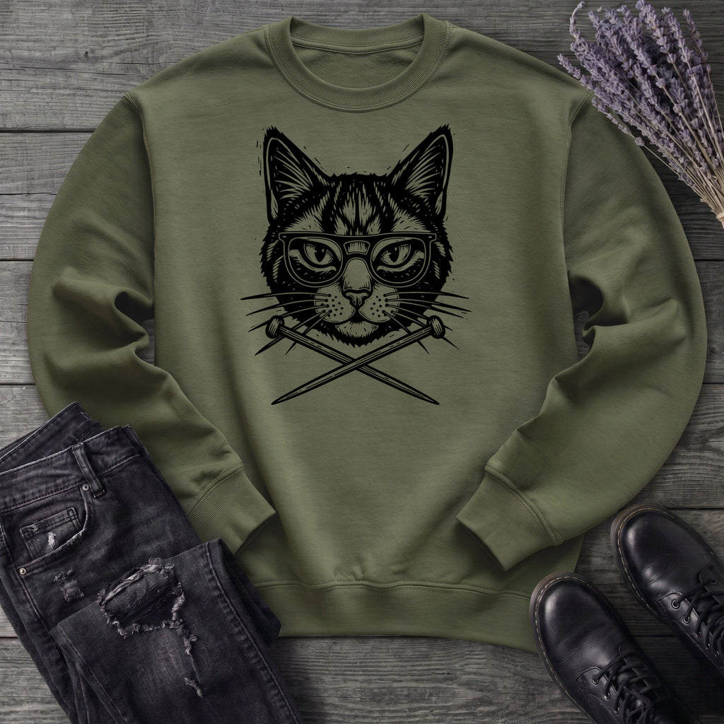 Cat Knitting Needles Sweatshirt