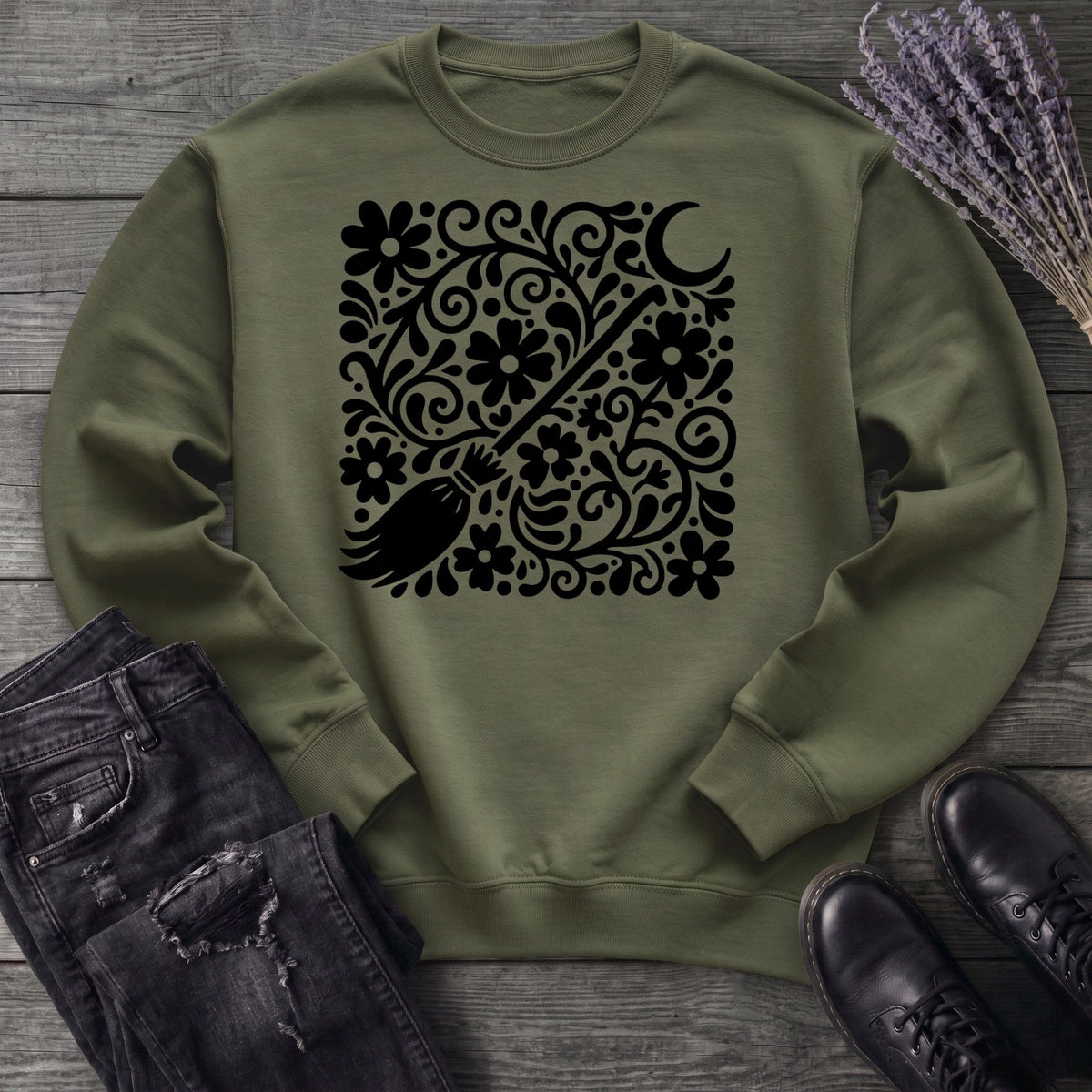 Witch's Broom Floral Sweatshirt