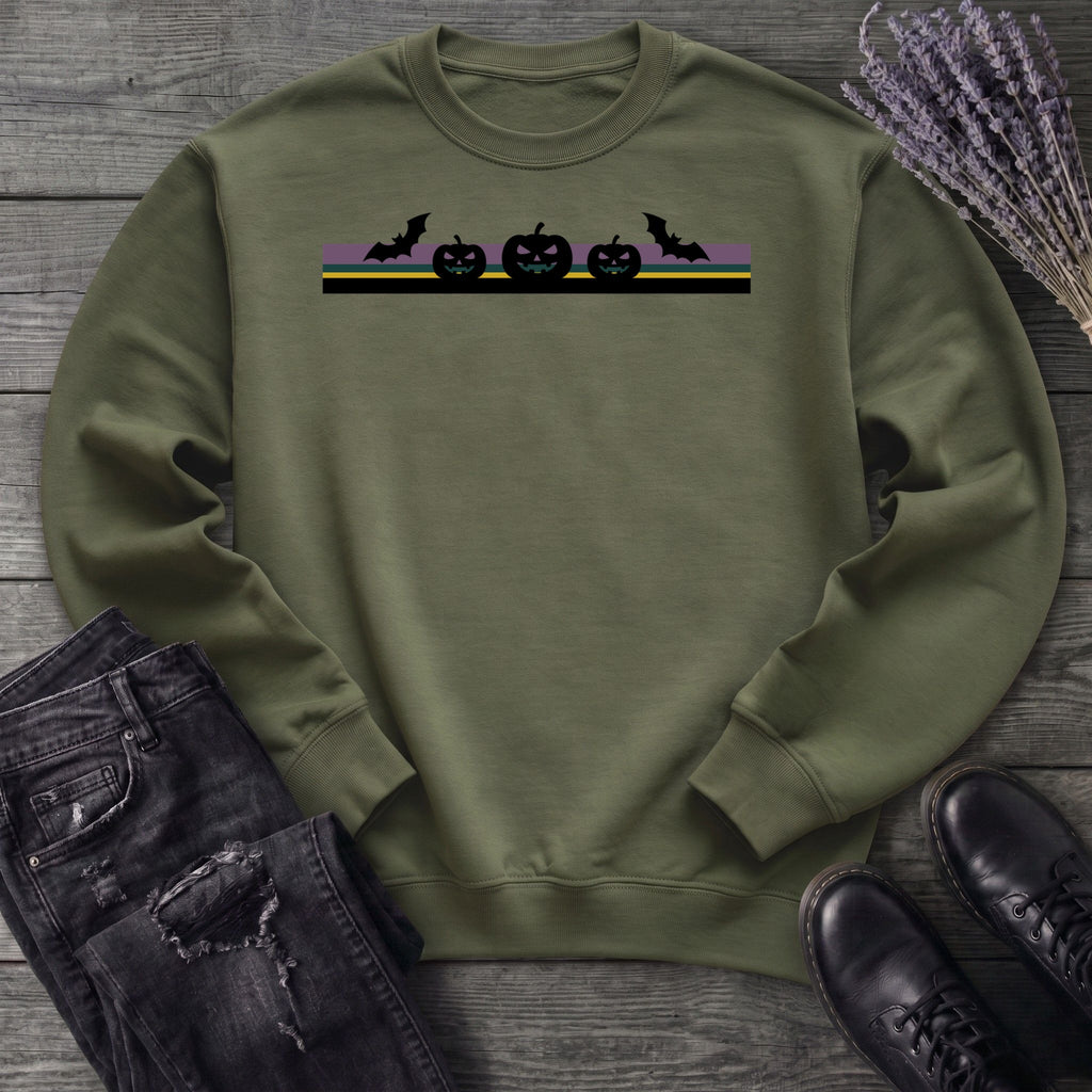 Bats Jack O Lantern Stripe Sweatshirt
