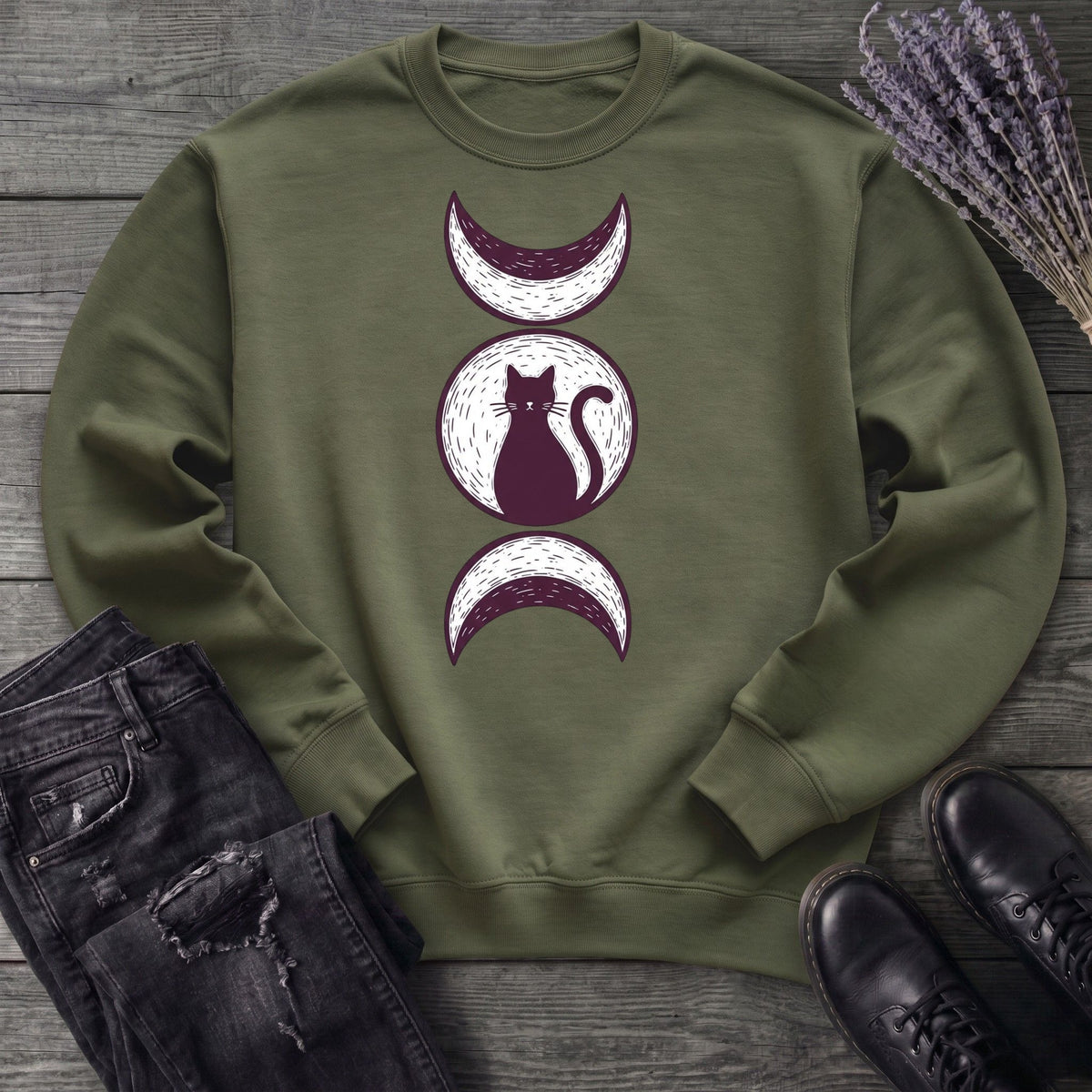 Triple Moon Goddess Cat Sweatshirt