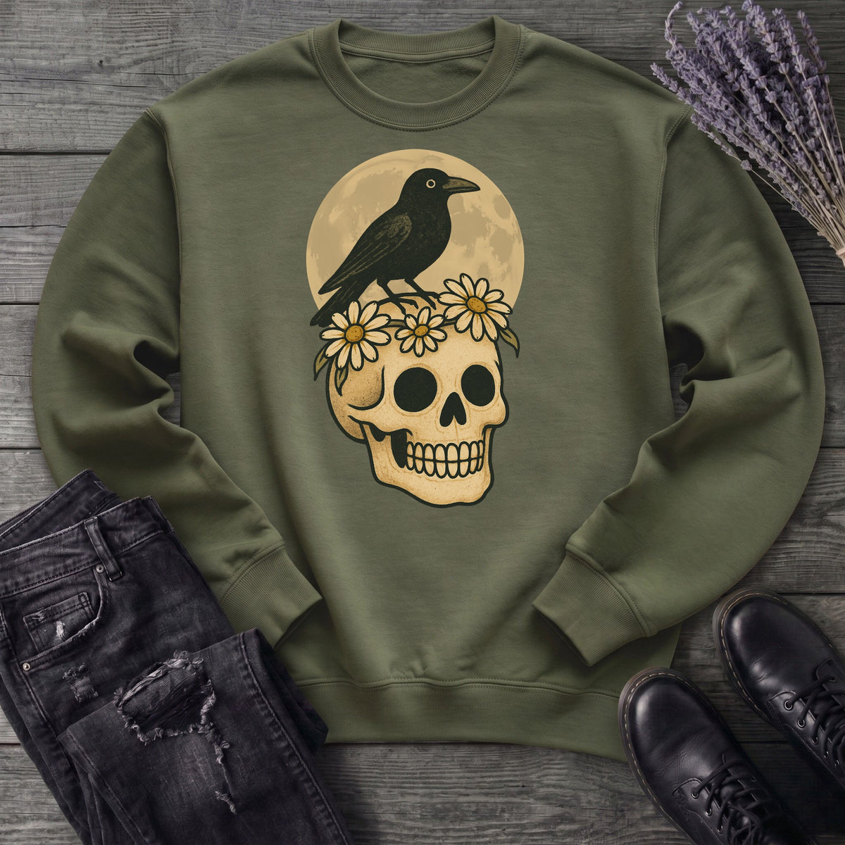 Crow On Skull Sweatshirt