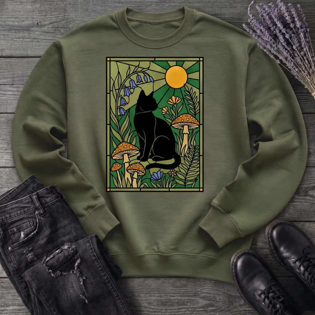stained glass garden cat Sweatshirt