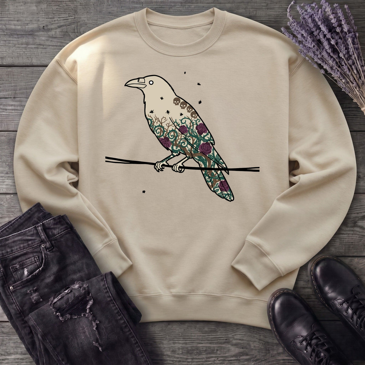 Crow Roses Silhouette Sweatshirt