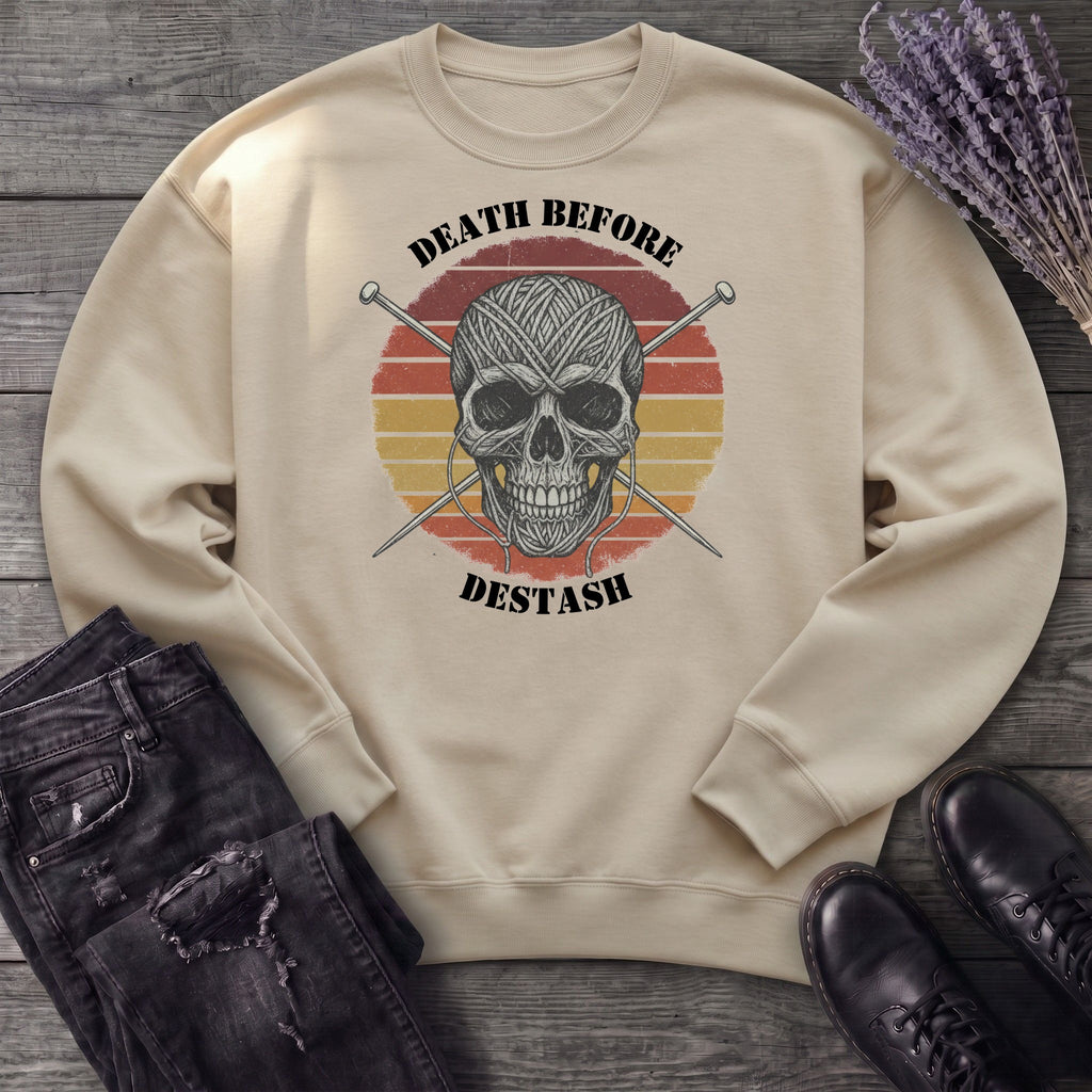 Death Before Destash Yarn Skull Sweatshirt
