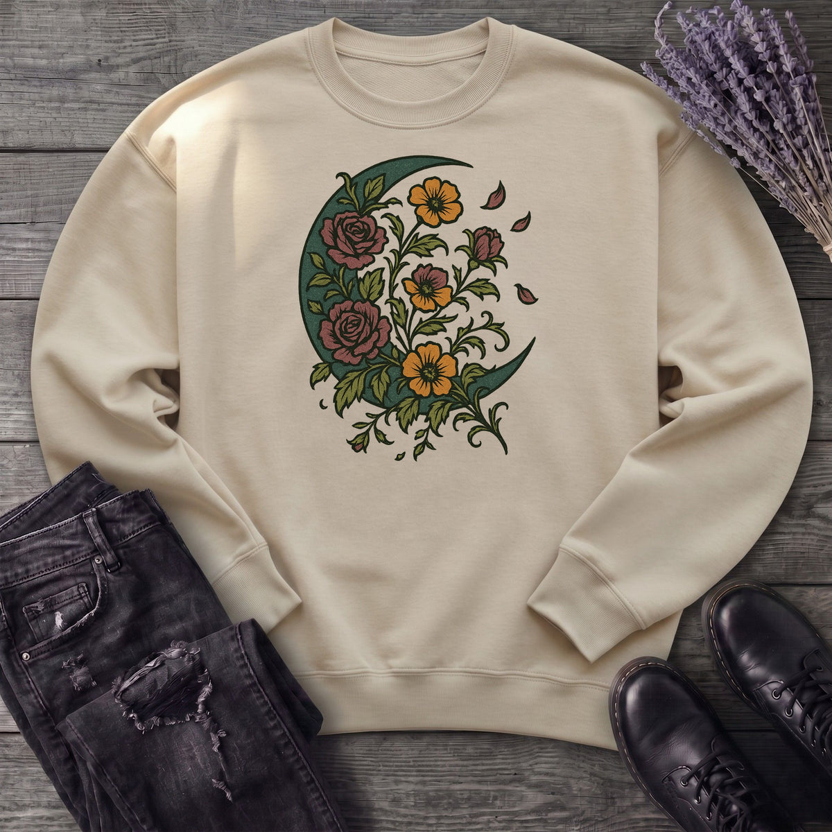 Crescent Moon Wildflowers Sweatshirt