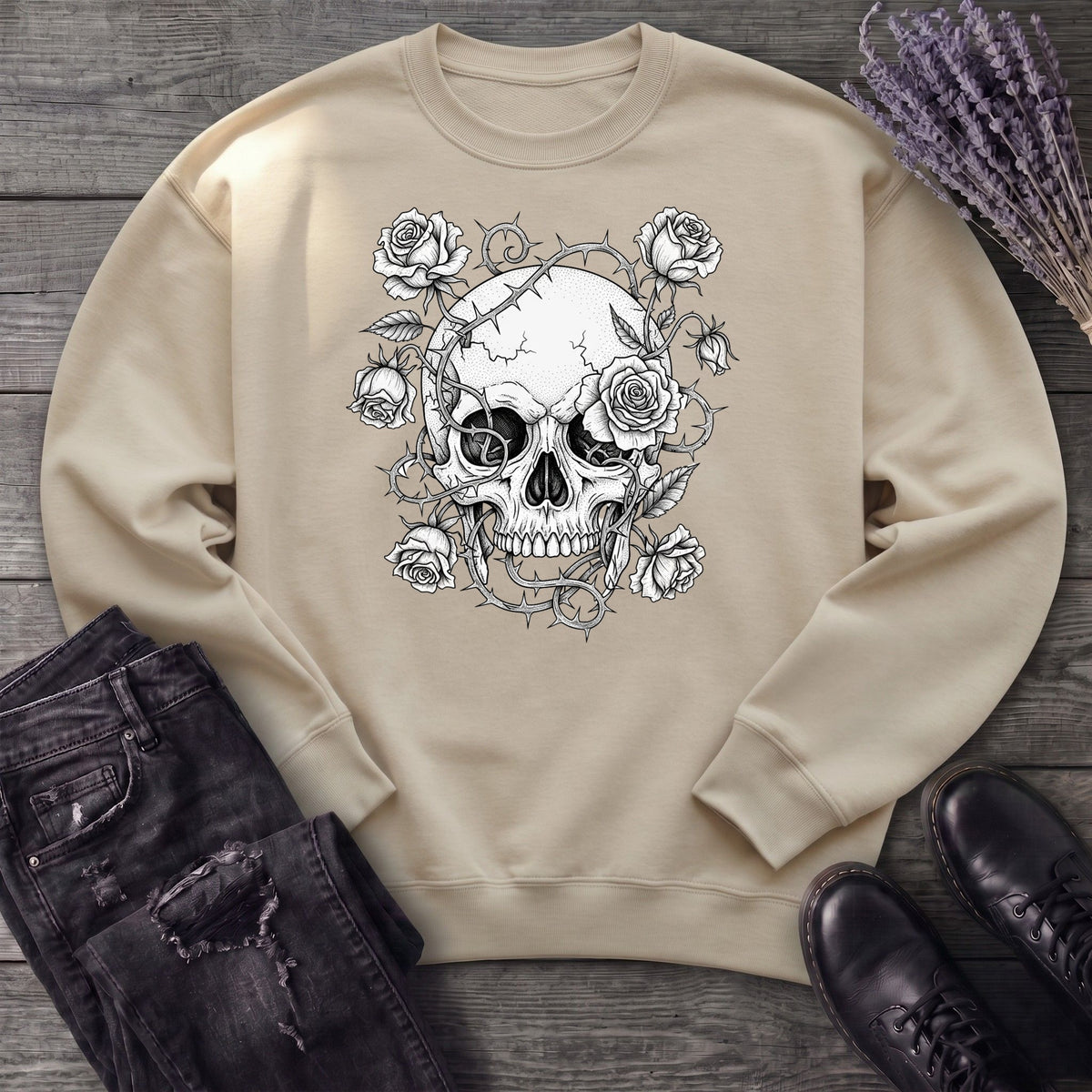 Macabre Floral Skull Sweatshirt