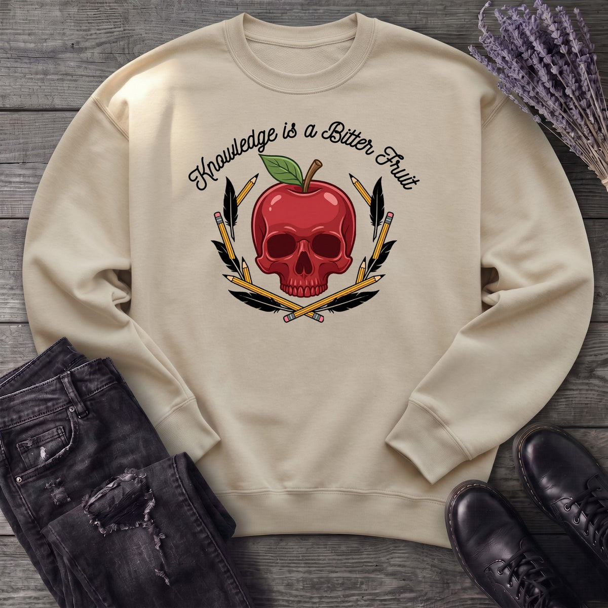 knowledge is a bitter fruit apple skull Sweatshirt
