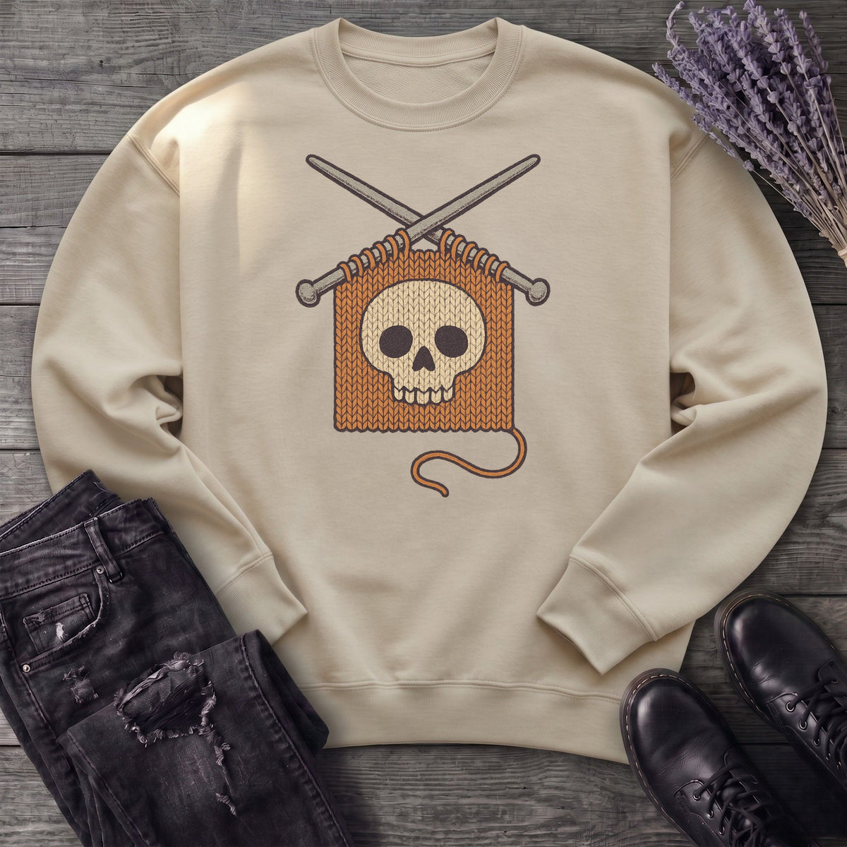 Knit Skull Sweatshirt