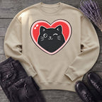 Winking Black Cat Heart Sweatshirt