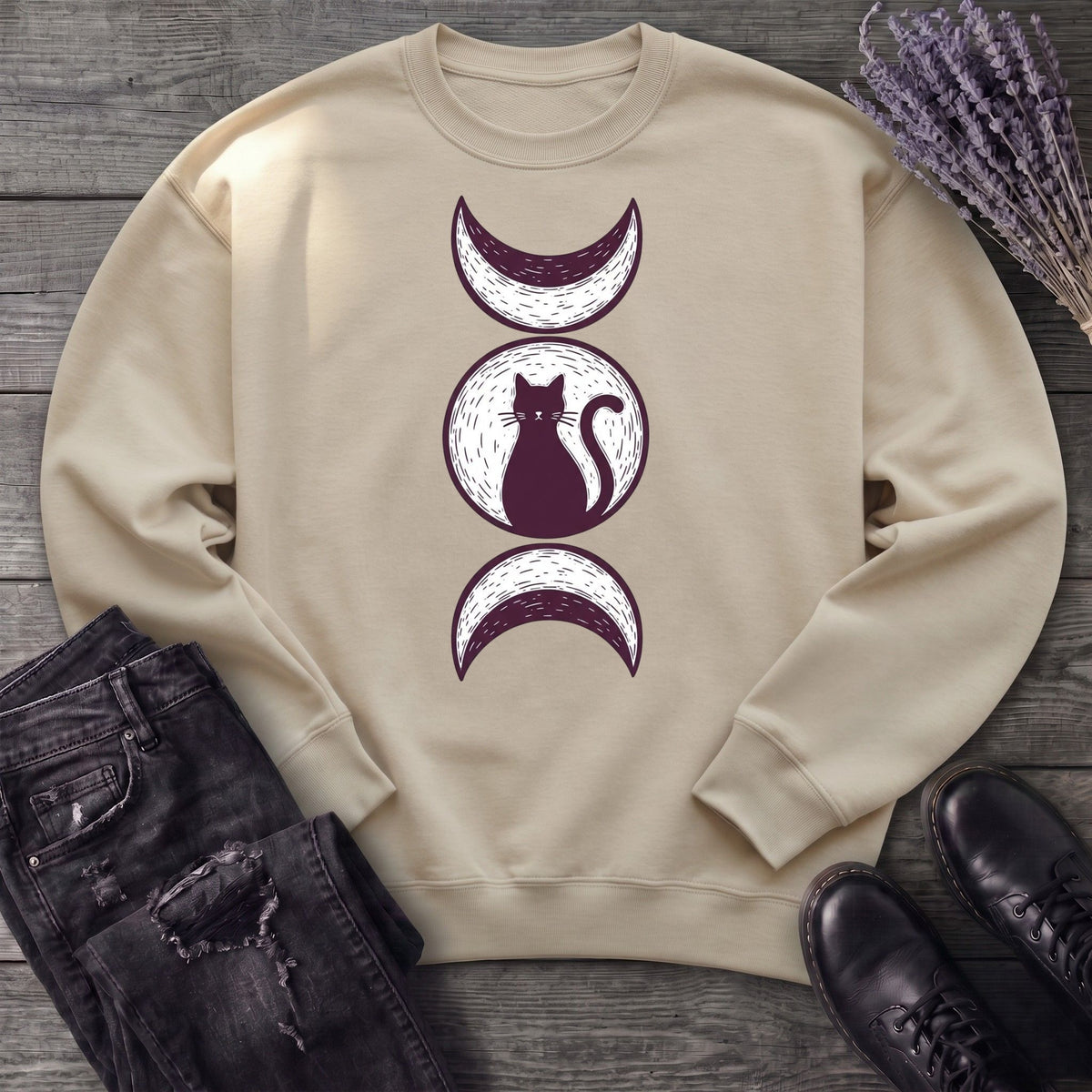 Triple Moon Goddess Cat Sweatshirt