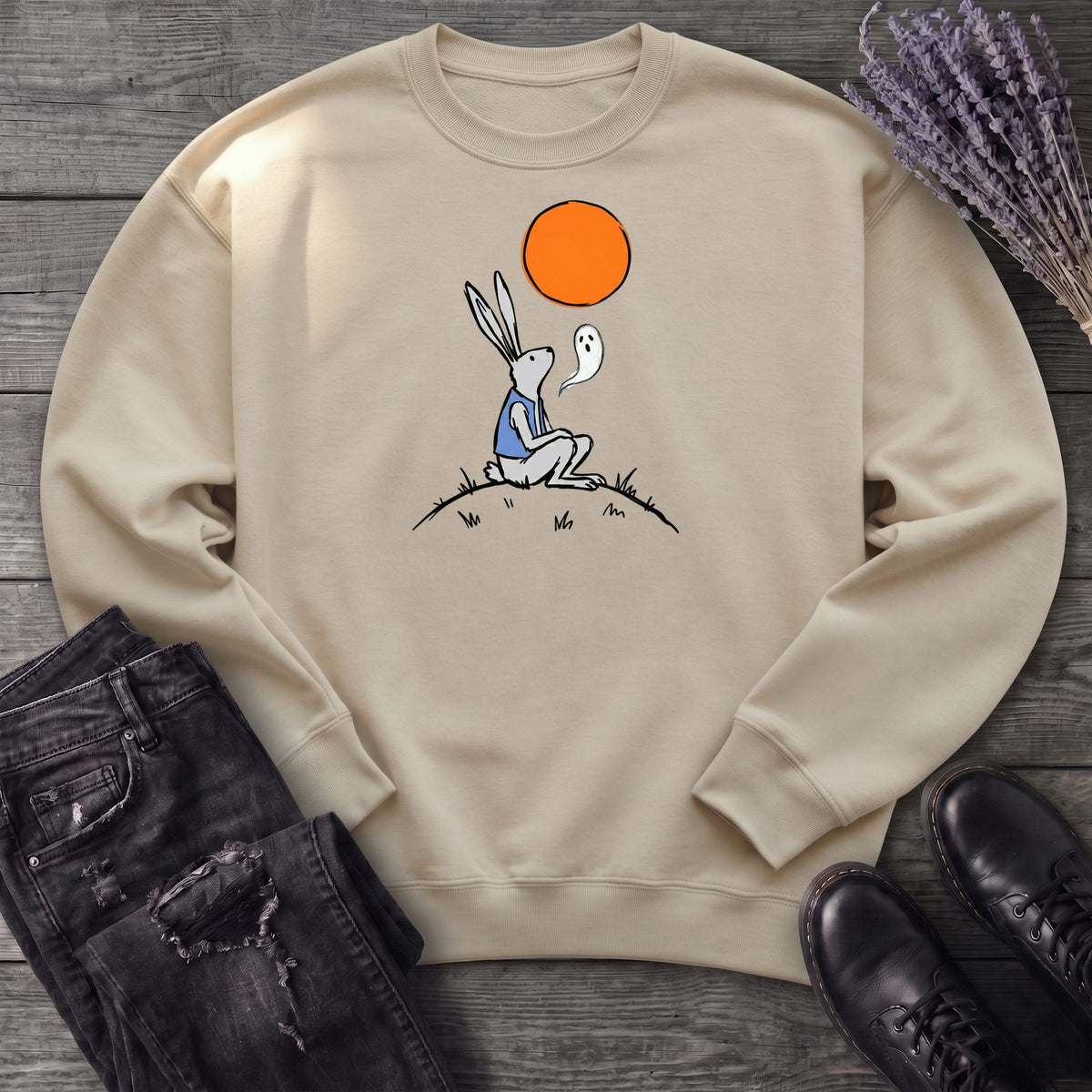 moonlit rabbit and ghost Sweatshirt