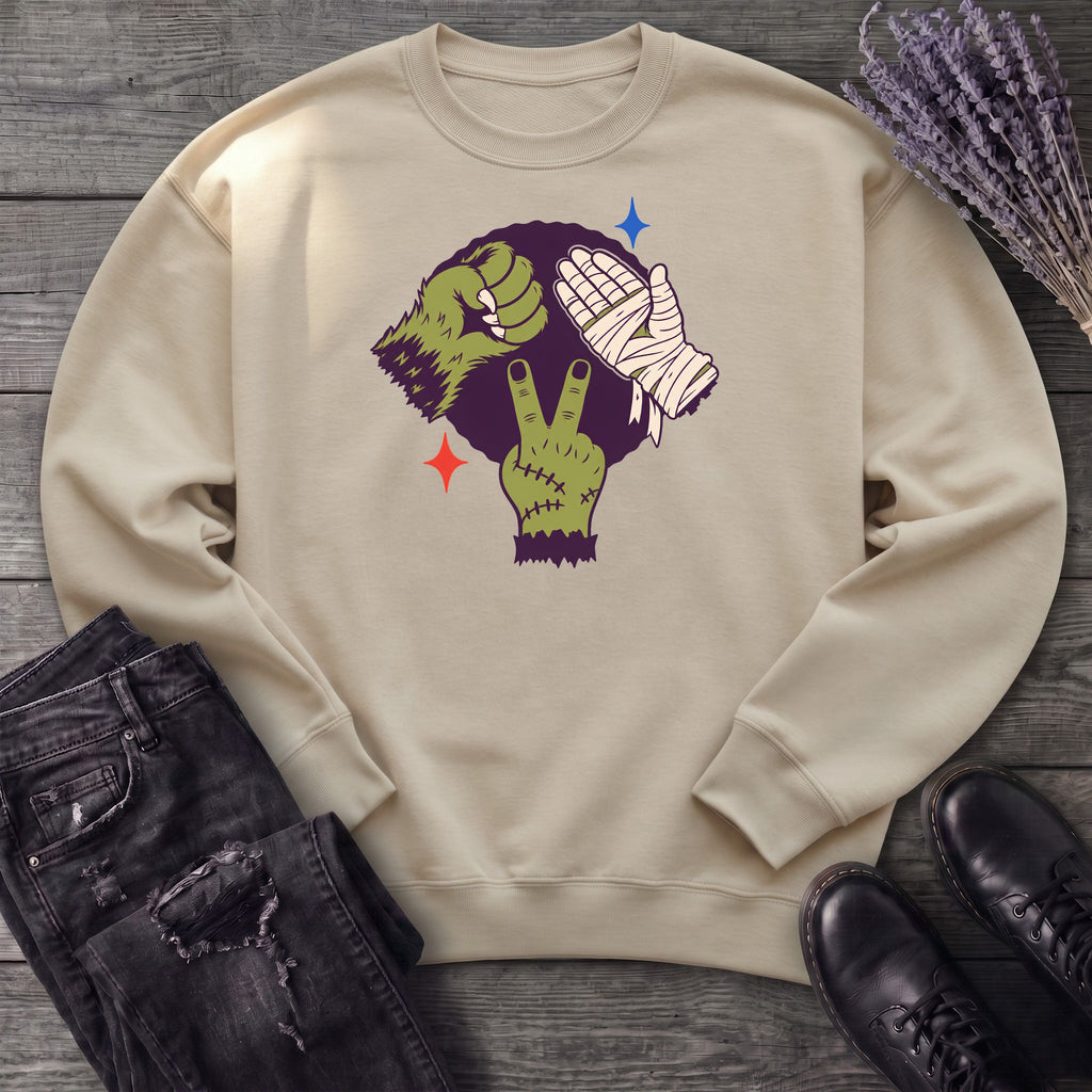 Classic Monster Rock Paper Scissor Game Sweatshirt