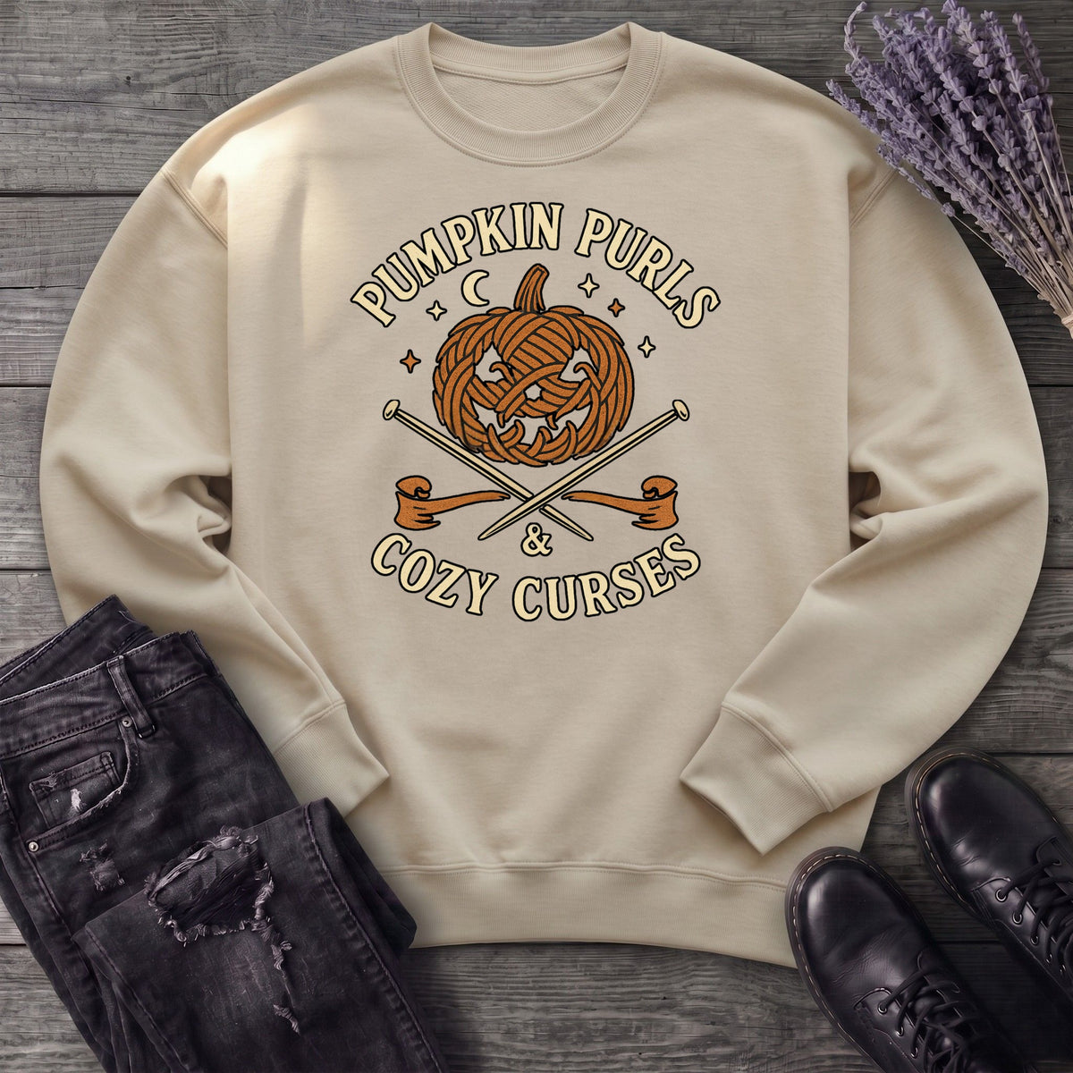 Pumpkin Purls And Cozy Curses Sweatshirt