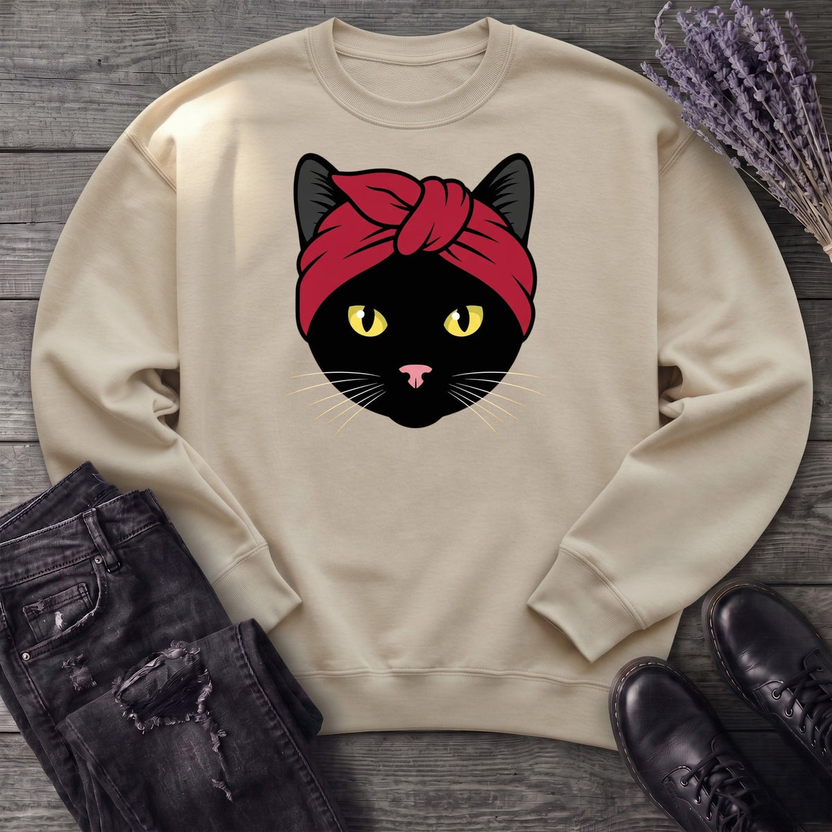 Black Cat Headband Sweatshirt