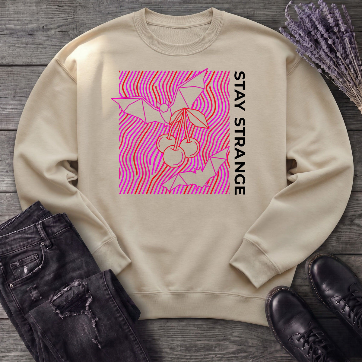 stay strange bats and cherries Sweatshirt